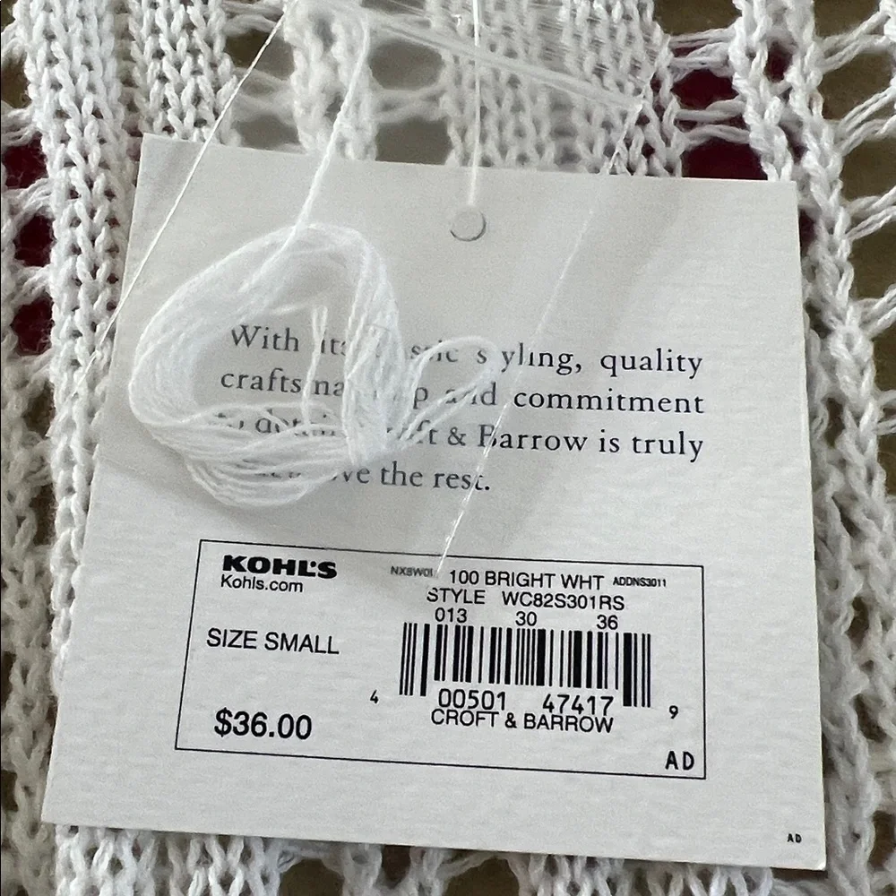 NWT - Croft & Barrow Ivory Open-Knit Cardigan